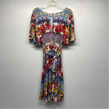 Desigual Size S Women's White-Multicolor Floral Faux Wrap Dress