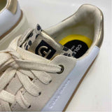 Cole Haan Size 7.5 Women's Beige-White Patchwork Lace Up Sneakers
