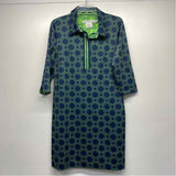 Gretchen Scott Size M-L Women's Navy-Green Geometric Shift Dress