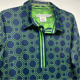 Gretchen Scott Size M-L Women's Navy-Green Geometric Shift Dress