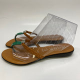 Italian Shoe Makers Size 9 Women's Brown-Green Braided Flats Camel Toe Sandals