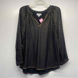 Velvet by Graham Spencer Size Xl Women's Black-Gold Pattern V Neck Blouse