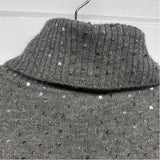 Pure Amici Size S Women's Gray Embellished Turtle Neck Short Sleeve Top