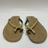American Eagle Outfitters Size 9 Women's Gold Metallic Flat-Toe Wrap Sandals