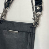 David Galan Black Leather Pebbled Crossbody Handbag