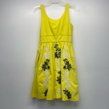 Moulinette Soeurs Size 4 Women's Yellow Embroidered Fit And Flare Dress