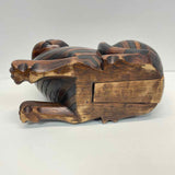 Cat figurine Anglo- indian Hand-carved mahogany. with hidden compartment