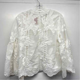 Bishop + Young Size M Women's White Solid Flare Sleeves Blouse