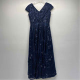 Alex Evenings Size 10-M Women's Navy Embroidered Maxi Dress