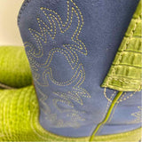 Ariat Fatbaby Size 7 Women's Blue-Lime Animal Print Western Boots