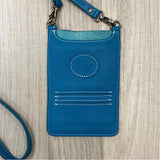 Roots Aqua Leather Pebbled Crossbody Handbag