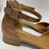 Comfortview Size 10.5 Women's Tan Animal Print Ankle Strap Flats