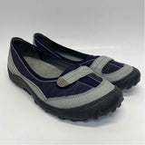 Lands' End Size 6 Women's Gray-Navy Patchwork Mary Jane Shoes
