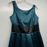 Max & Cleo Size 10-M Women's Teal-Black Color Block Fit And Flare Dress