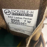 Double H Size 7 Women's Brown Distressed Lace Up Boots