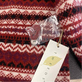 Tweeds Size L Women's Rust-Multicolor Pattern Button Up Sweater