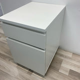Solid White Side Table/ Cabinet w/ Wheels