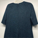 St. John Size 14-L Women's Black-Teal Tweed A Line Dress