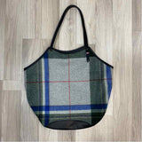 Jack Gomme Gray-Multi Fabric Plaid Tote Handbag