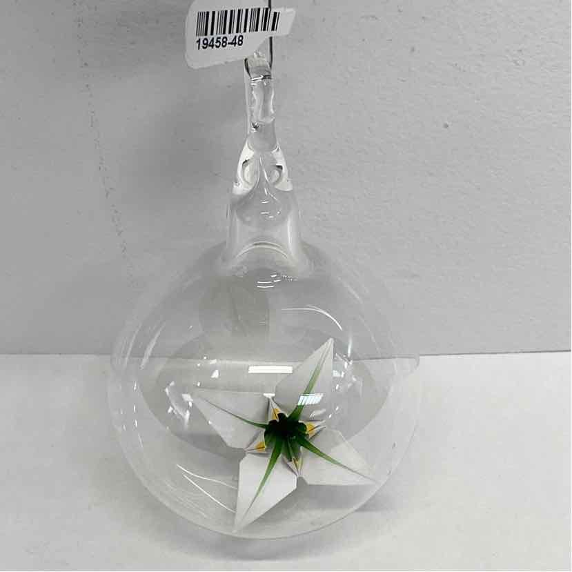 white lily ornament Artful Home Hanging Clear Glass Ball Ornament w Paper Lily Inside –  Treasures Upscale Consignment