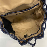 Levenger Navy Leather Solid Backpack Handbag
