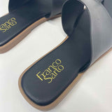 Franco Sarto Size 8.5 Women's Black Solid Camel Toe Flat Sandals