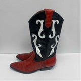 Nine West Size 6.5 Women's Black-Red Animal Print Western Boots