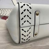 Salvatore Ferragamo Cream Leather Cutout Satchel Handbag