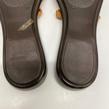 Italian Shoe Makers Size 9 Women's Brown-Green Braided Flats Camel Toe Sandals