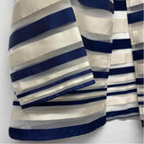 Lafayette 148 Women's Size L Blue-White Stripe Open Front Jacket