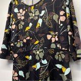 Title Nine Size Xl Women's Black-Multi Floral 3/4 Sleeve Dress