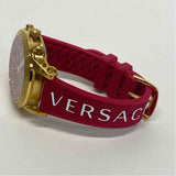 Versace Gold-Red Signature Stainless Steel Round Watch
