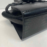 Michael Kors Black Leather Animal Print Satchel Handbag