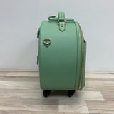Smart Birdy Pistachio Green Solid Faux Leather Round Suitcase