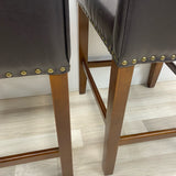 Pair Dark Brown Faux leather Counter Height Stool