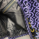 Icelandic Size L Women's Black-Purple Pattern Zip Up Sweater