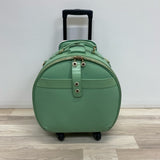 Smart Birdy Pistachio Green Solid Faux Leather Round Suitcase