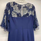 Aidan By Aidan Mattox Size 8-M Women's Navy-Silver Beaded Maxi Dress