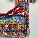 Desigual Size S Women's White-Multicolor Floral Faux Wrap Dress