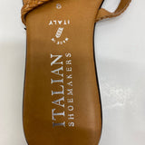 Italian Shoe Makers Size 9 Women's Brown-Green Braided Flats Camel Toe Sandals