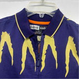 Jamie Sadock Size M Women's Navy-Yellow Pattern Zip Neck Sleeveless Top