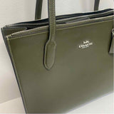 Coach Green Leather Solid Tote Handbag