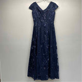 Alex Evenings Size 10-M Women's Navy Embroidered Maxi Dress