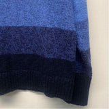 LL Bean Size L Women's Blue-White Stripe Mock Neck Pullover Sweater