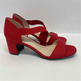 Life Stride Size 7.5 Women's Red Solid Strappy Heels