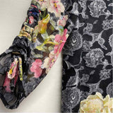 Citron Santa Monica Size S Women's Black-Multi Patchwork Button Up Blouse