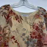 Adrianna Papell Size 20-2x Women's Cream-Multi Floral Pullover Short Sleeve Top