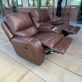 Recliner Brown Faux leather Loveseat