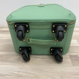 Smart Birdy Pistachio Green Solid Faux Leather Round Suitcase