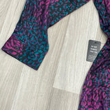 Express Size L Women's Purple-Multicolor Pattern Faux Wrap Dress